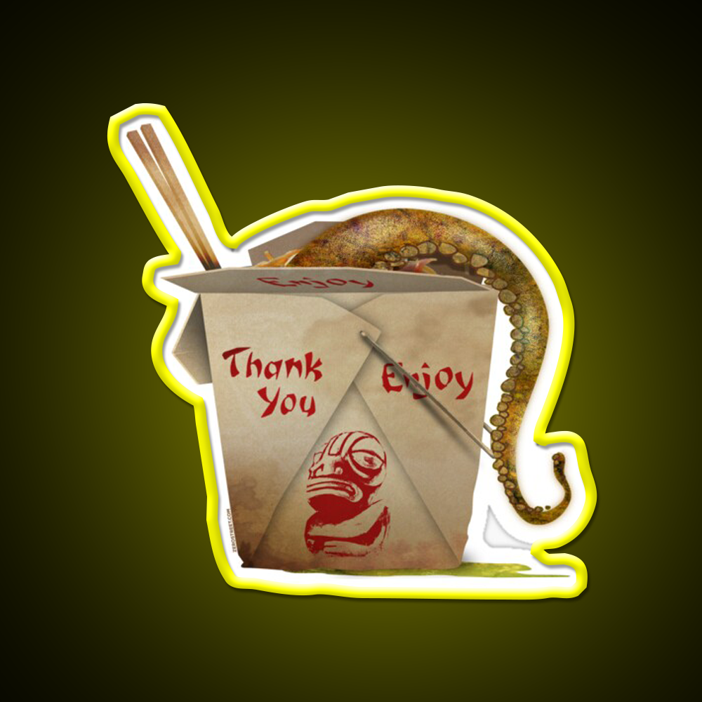 Tentacle Takeout Led Neon Sign Chinese Food Rgb Color