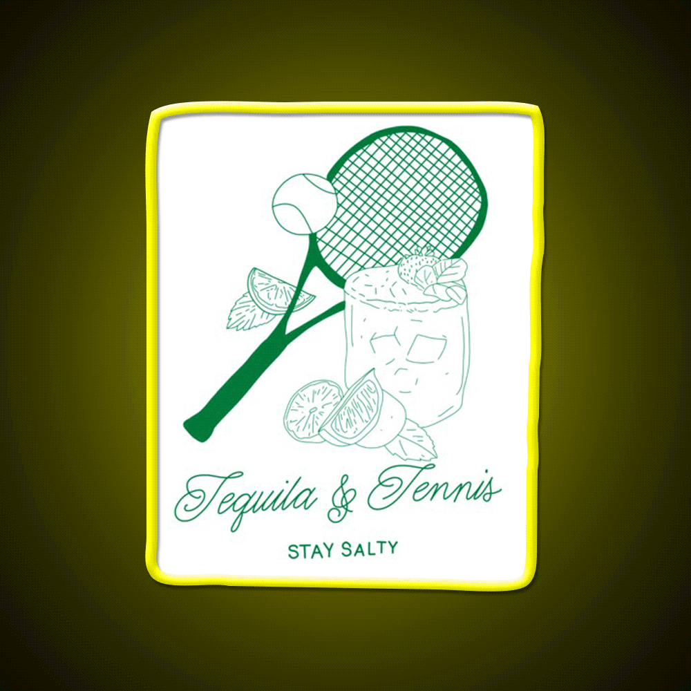 Tequila And Tennis Party Drink Tequila Led Neon Sign Rgb Color - Custom LED neon sign front view