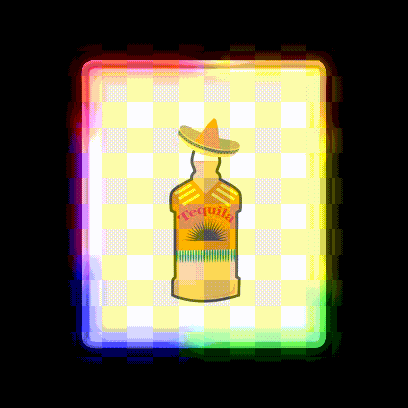Tequila Anejo Wine In Mexican Hat Tequila Day Party Drink Tequila Led Neon Sign Rgb Color - LED neon sign close-up detail