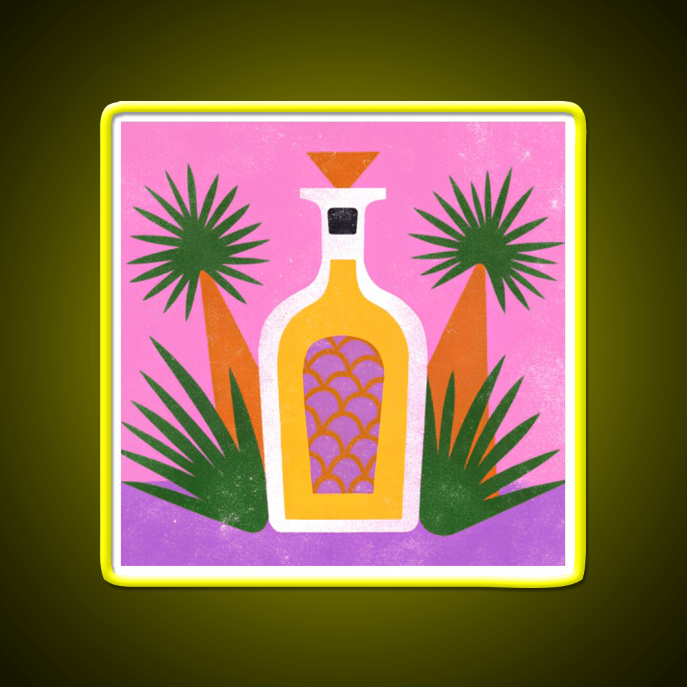 Tequila Bottle And Agave Retro Pop Print Party Drink Tequila Led Neon Sign Rgb Color - Shineneon