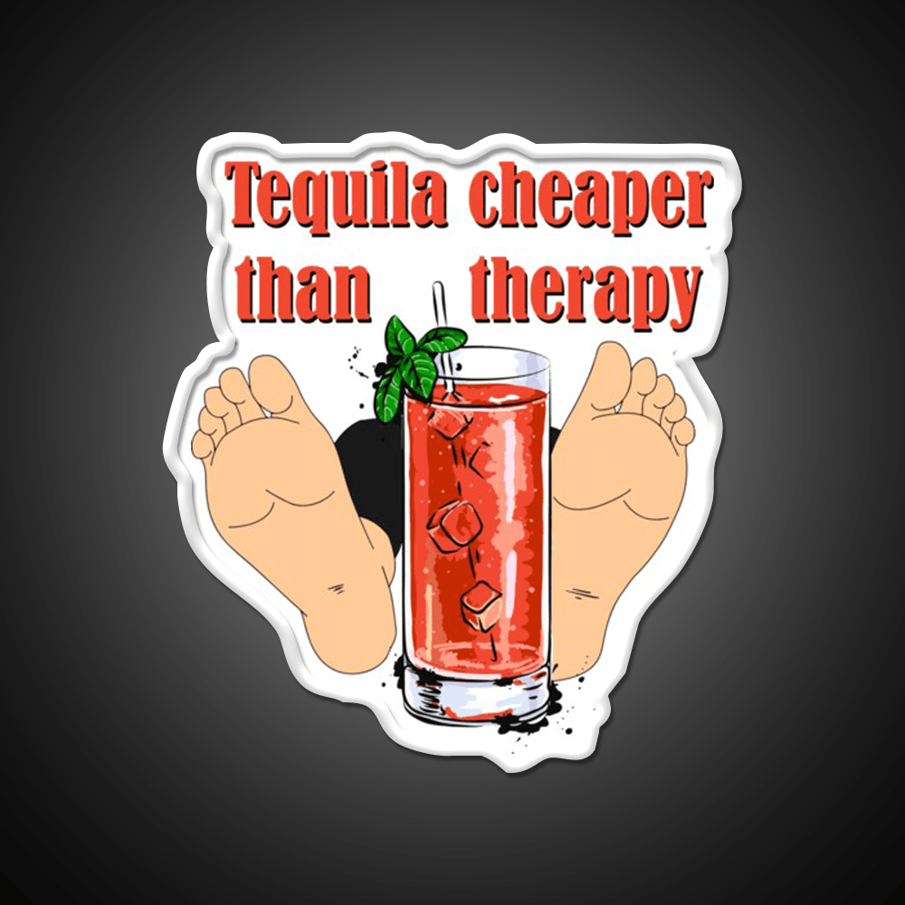 Tequila Cheaper Than Therapy Party Drink Tequila Led Neon Sign Rgb Color - Shineneon