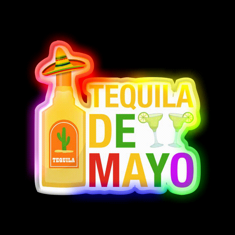 Tequila De Mayo Party Drink Tequila Led Neon Sign Rgb Color - LED neon sign close-up detail