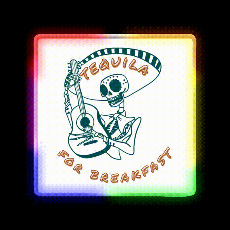 Tequila For Breakfast Party Drink Tequila Led Neon Sign Rgb Color - LED neon sign close-up detail