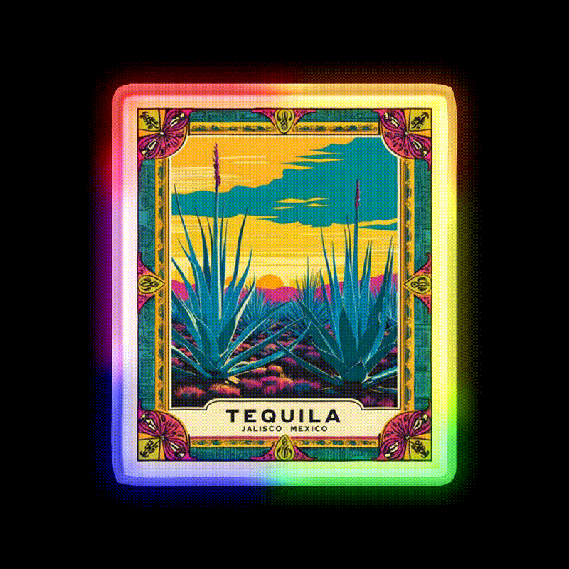 Tequila Jalisco Mexico Vintage Travel Tourism Party Drink Tequila Led Neon Sign Rgb Color - LED neon sign close-up detail