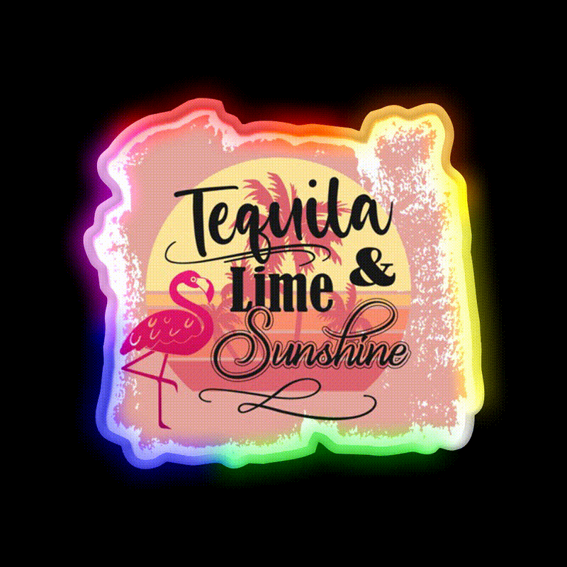 Tequila Lime Sunshine Classic Party Drink Tequila Led Neon Sign Rgb Color