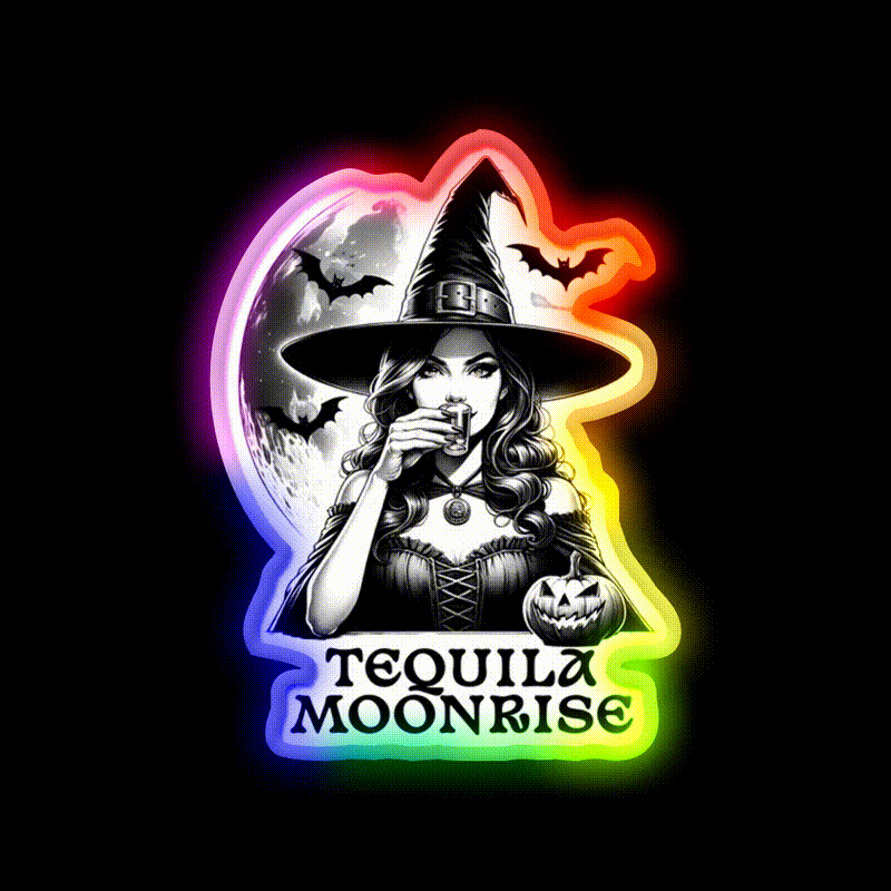 Tequila Moonrise Halloween Witchy Vibes Party Drink Tequila Led Neon Sign Rgb Color - LED neon sign close-up detail