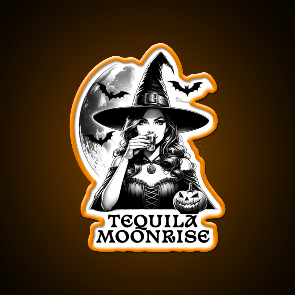 Tequila Moonrise Halloween Witchy Vibes Party Drink Tequila Led Neon Sign Rgb Color - Shineneon