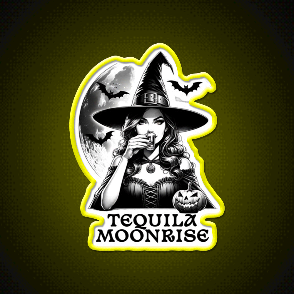 Tequila Moonrise Halloween Witchy Vibes Party Drink Tequila Led Neon Sign Rgb Color - Custom LED neon sign front view