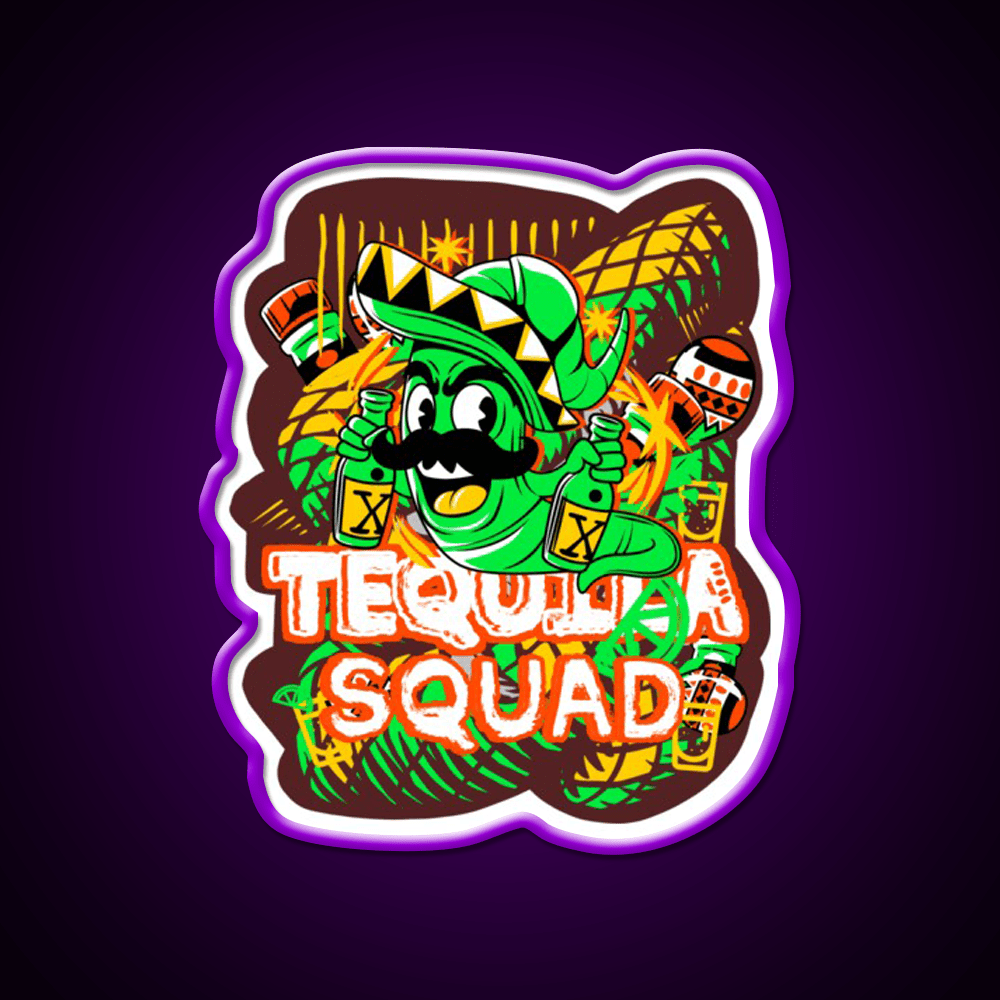 Tequila Party Squad Cool Tequila Worm Party Drink Tequila Led Neon Sign Rgb Color - Shineneon