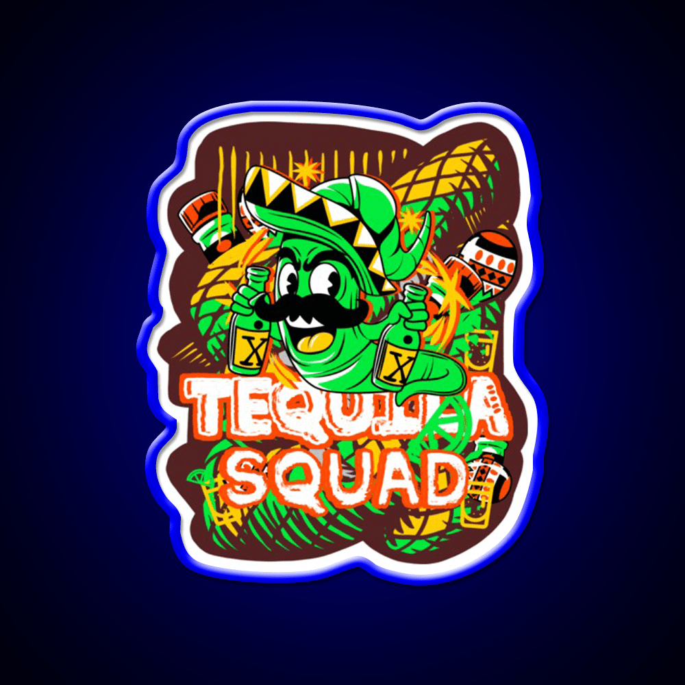 Tequila Party Squad Cool Tequila Worm Party Drink Tequila Led Neon Sign Rgb Color - Shineneon