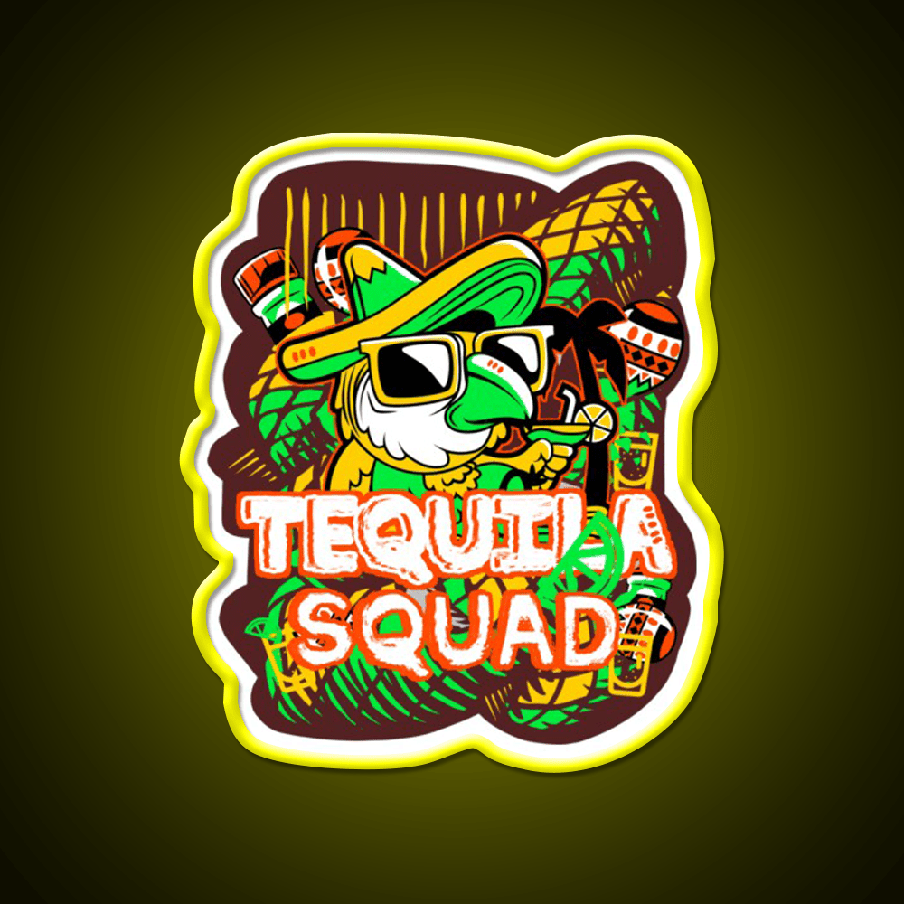 Tequila Party Squad Cooler Mexican League Party Drink Tequila Led Neon Sign Rgb Color - Shineneon