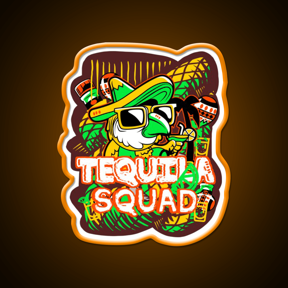 Tequila Party Squad Cooler Mexican League Party Drink Tequila Led Neon Sign Rgb Color - Shineneon