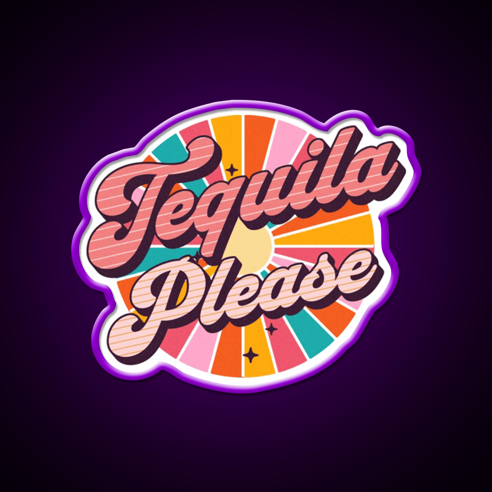 Tequila Please Drinking Text Based Party Drink Tequila Led Neon Sign Rgb Color - Shineneon