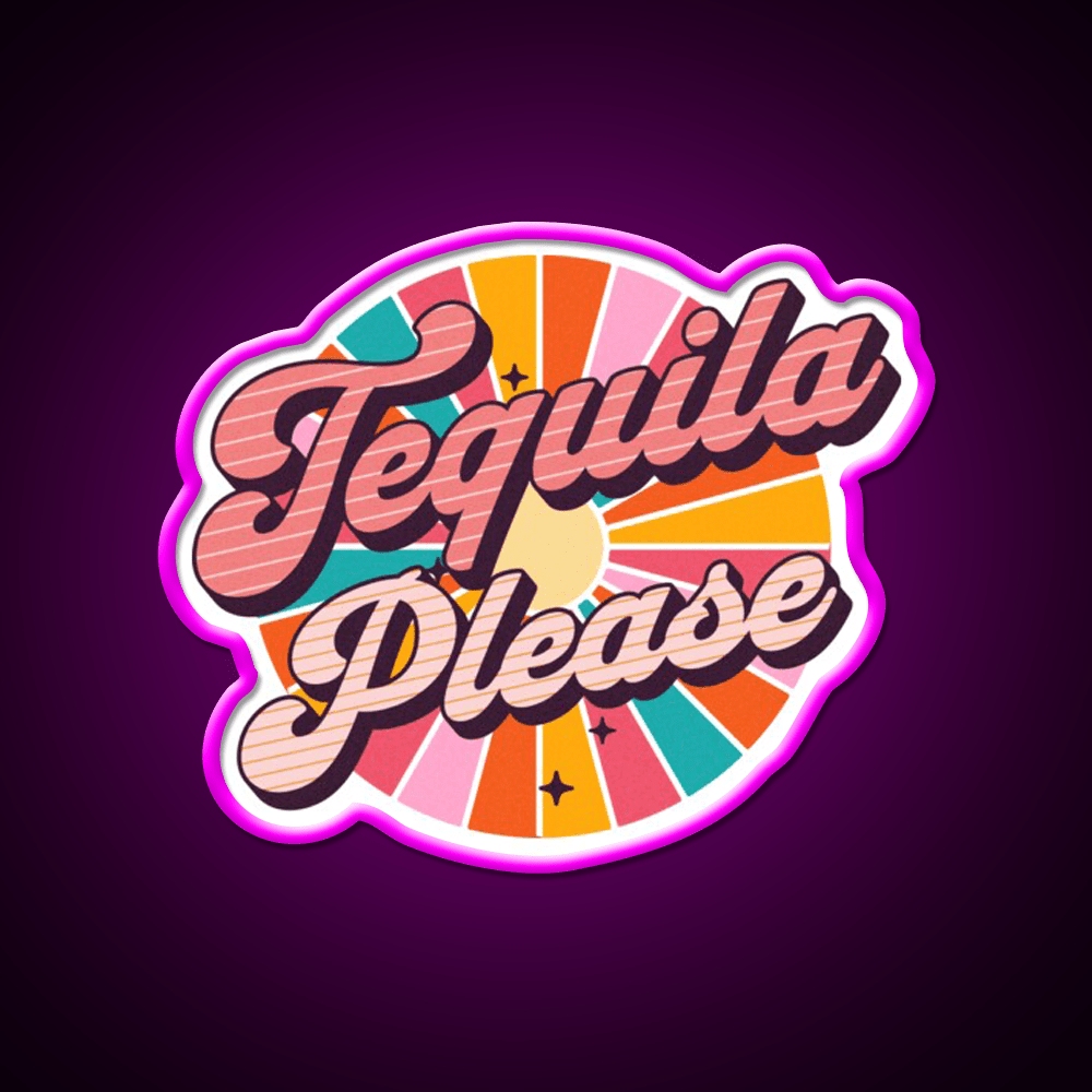Tequila Please Drinking Text Based Party Drink Tequila Led Neon Sign Rgb Color - Shineneon