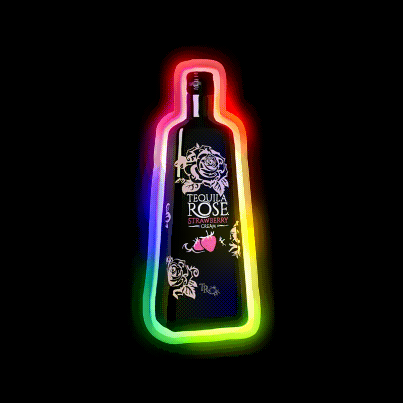 Tequila Rose Party Drink Tequila Led Neon Sign By Multimedia Rgb Color - LED neon sign close-up detail