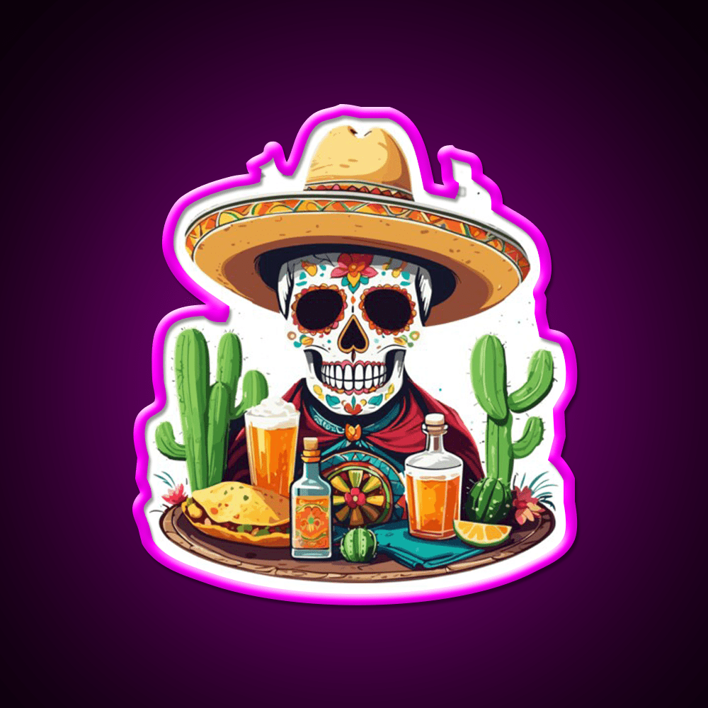 Tequila Skull Mexico Celebration Party Drink Tequila Led Neon Sign Rgb Color - Shineneon