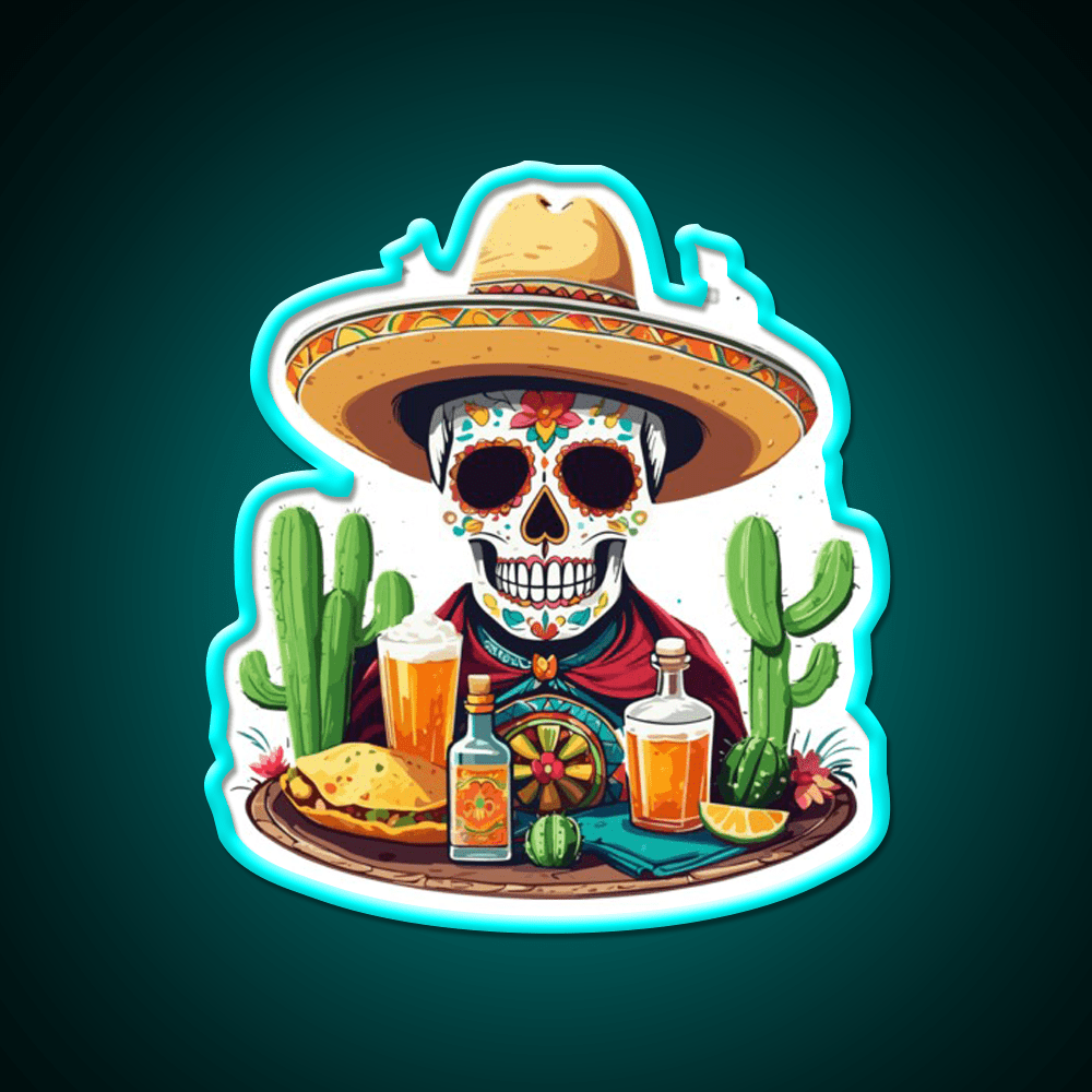 Tequila Skull Mexico Celebration Party Drink Tequila Led Neon Sign Rgb Color - Shineneon