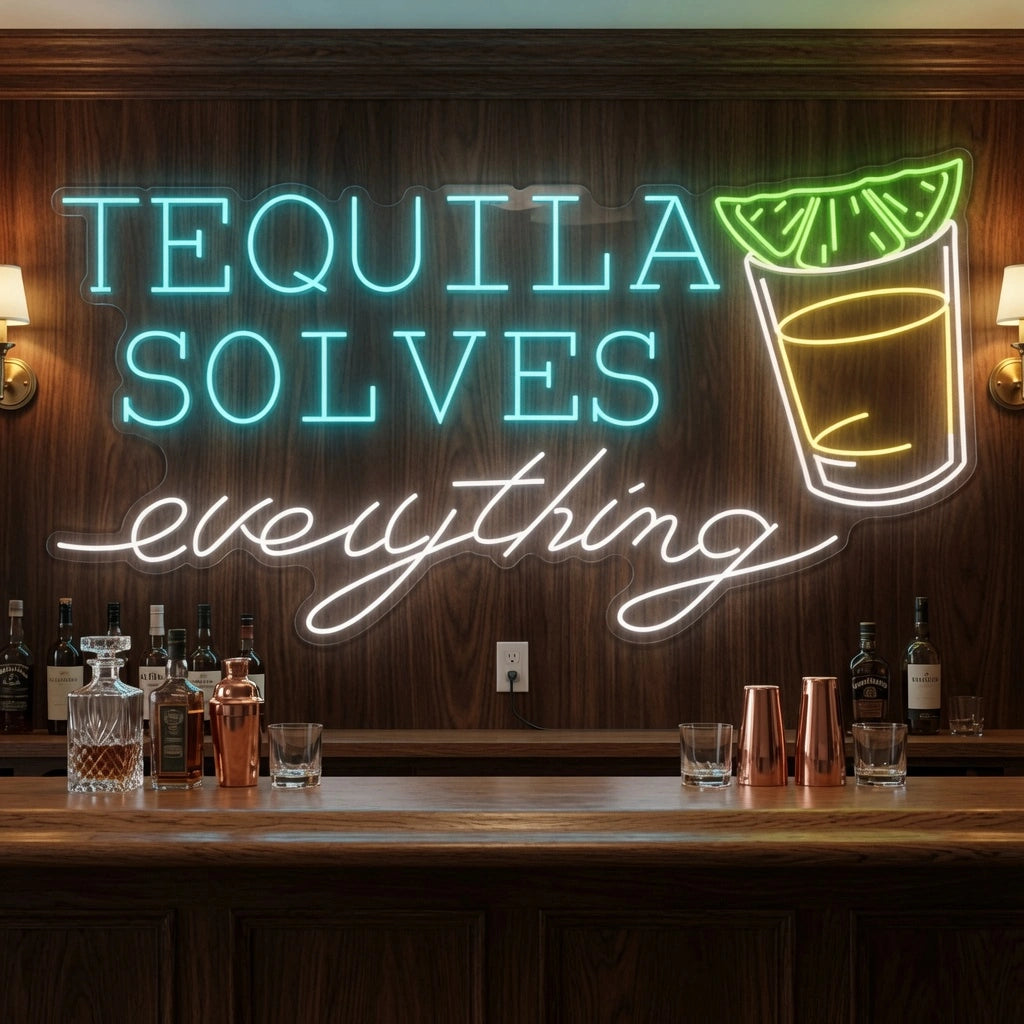 Tequila Solves Everything LED Neon Sign - 03 Real Lifestyle Scene