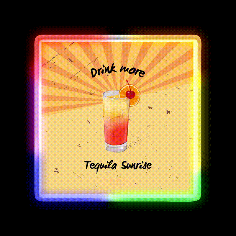 Tequila Sunrise Cocktail Graphics Party Drink Tequila Led Neon Sign Rgb Color