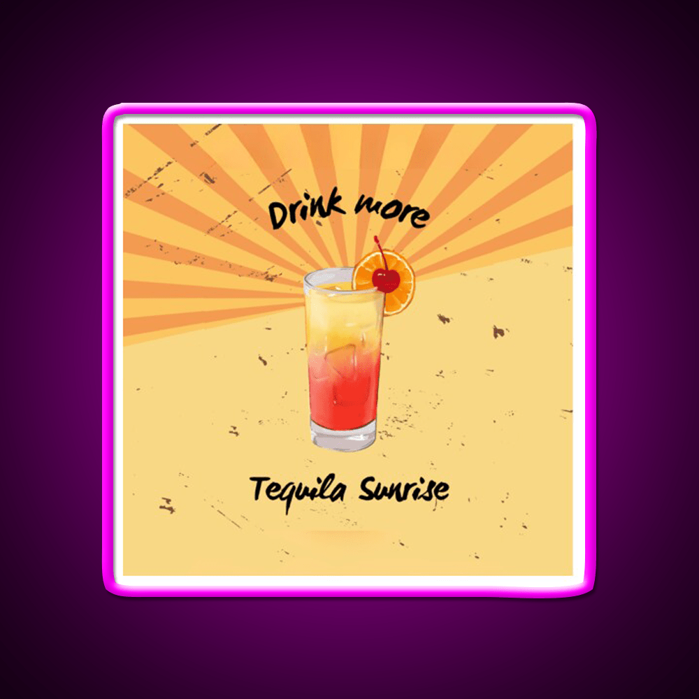 Tequila Sunrise Cocktail Graphics Party Drink Tequila Led Neon Sign Rgb Color - Shineneon