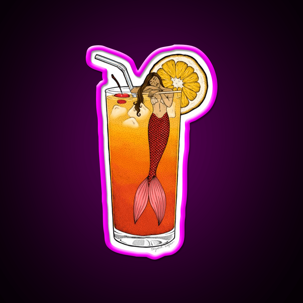 Tequila Sunrise Mermaid Cocktail Bar Decor Led Neon Sign Rgb Color - Shineneon