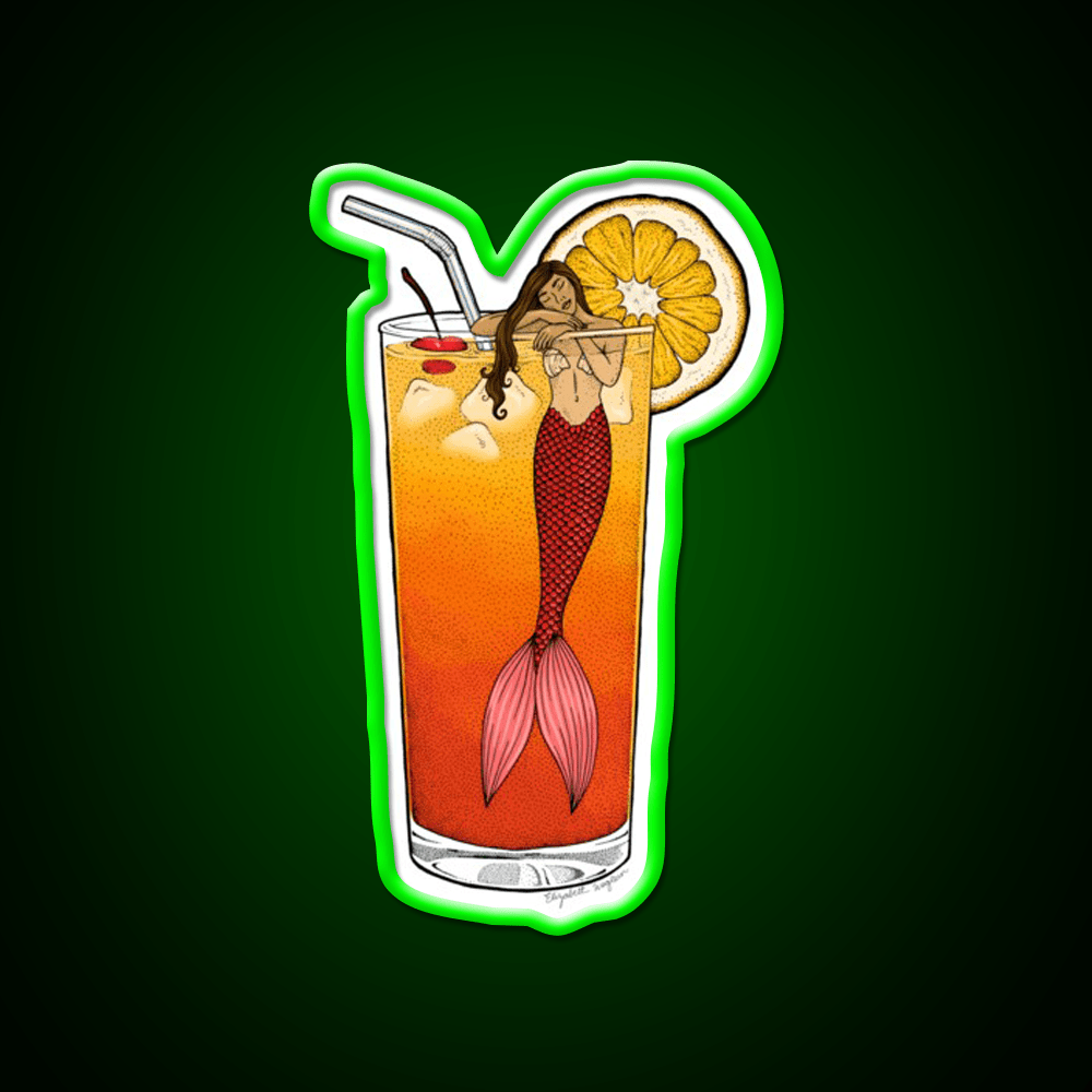 Tequila Sunrise Mermaid Cocktail Bar Decor Led Neon Sign Rgb Color - Shineneon