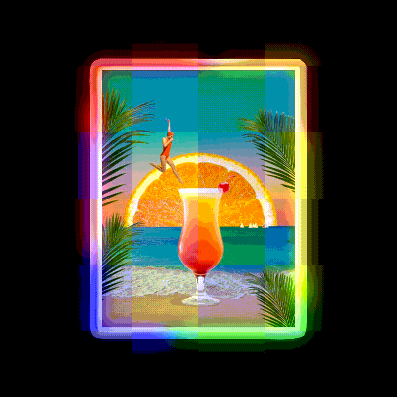 Tequila Sunrise Party Drink Tequila Led Neon Sign Bar Wall Art Sign Rgb Color