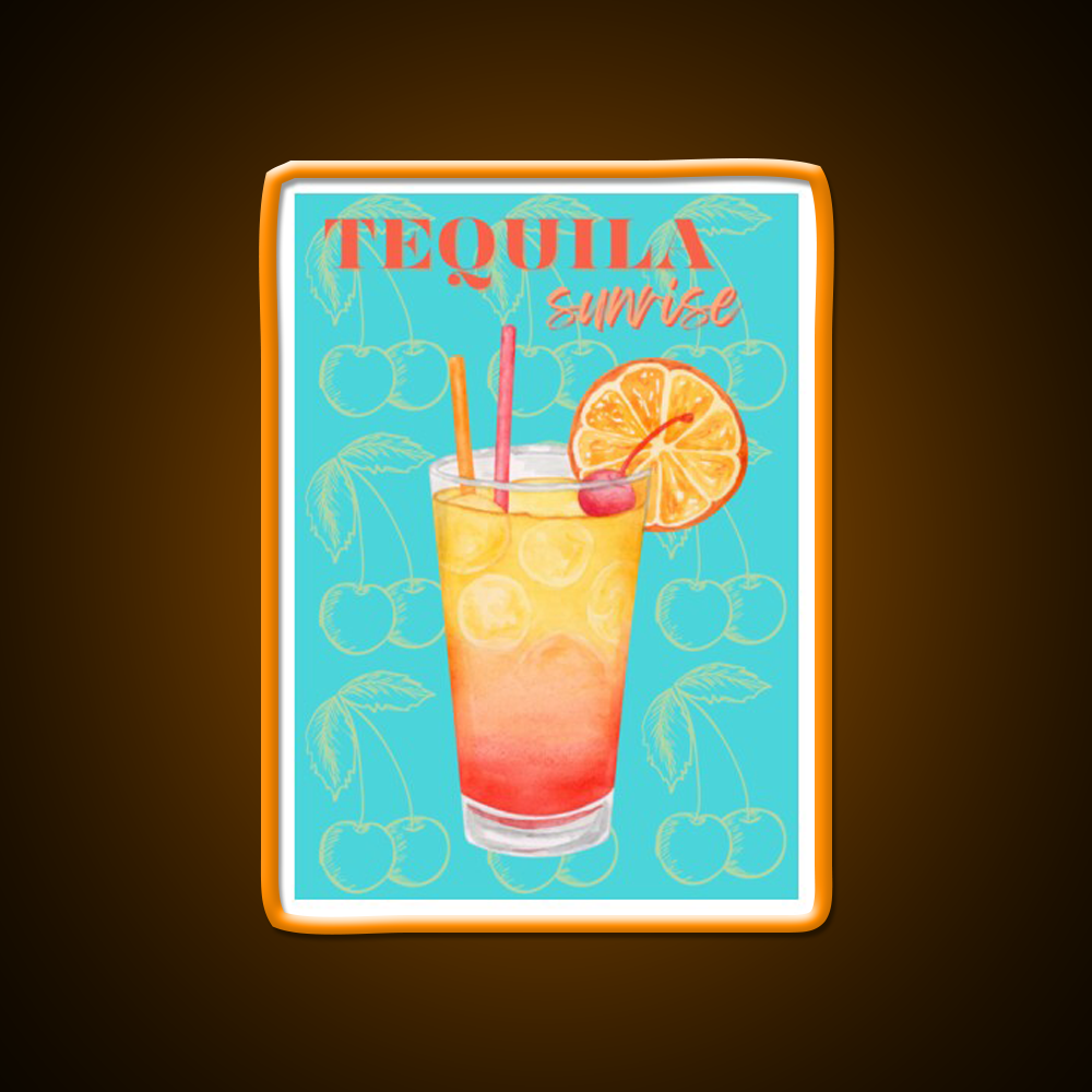 Tequila Sunrise Party Drink Tequila Led Neon Sign Bar Wall Light Rgb Color