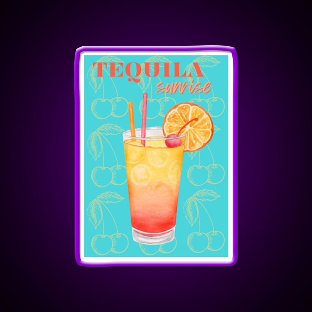 Tequila Sunrise Party Drink Tequila Led Neon Sign Bar Wall Light Rgb Color