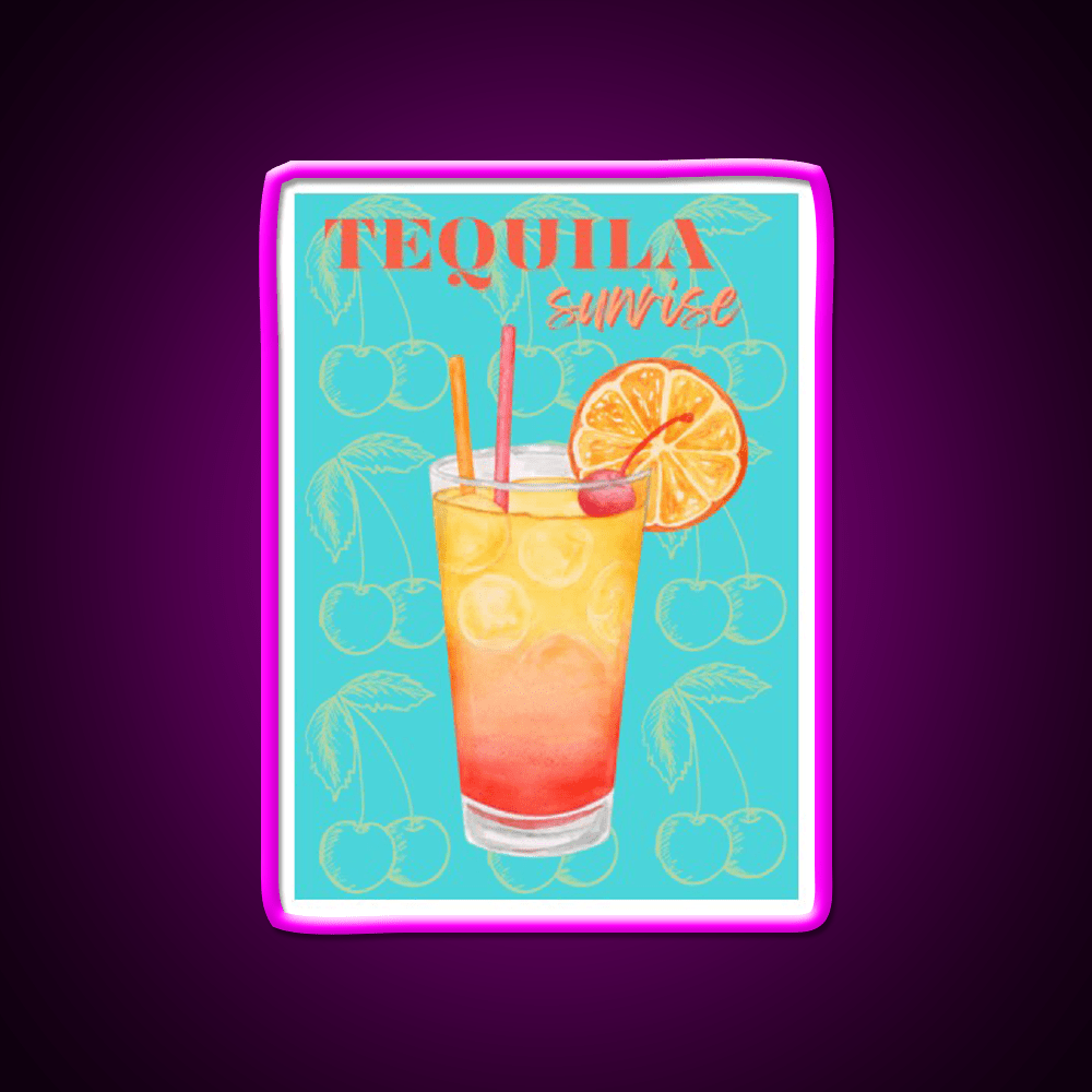 Tequila Sunrise Party Drink Tequila Led Neon Sign Bar Wall Light Rgb Color - Shineneon