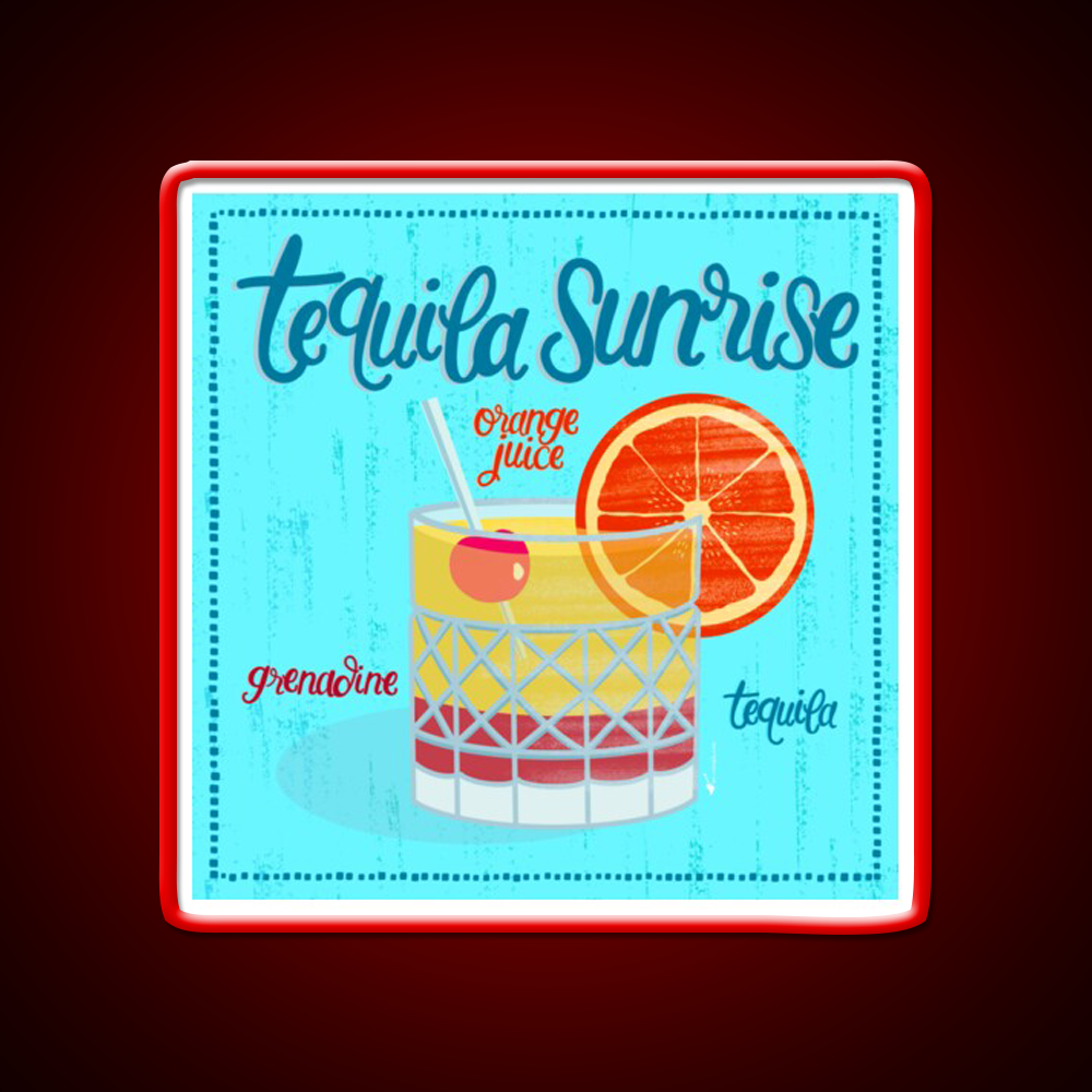 Tequila Sunrise Party Drink Tequila Led Neon Sign Wall Light Rgb Color