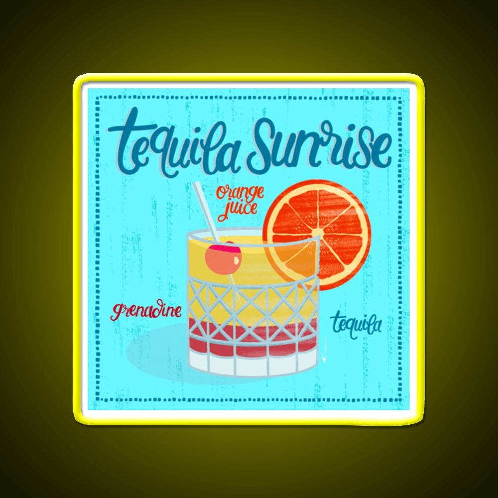 Tequila Sunrise Party Drink Tequila Led Neon Sign Wall Light Rgb Color - Shineneon