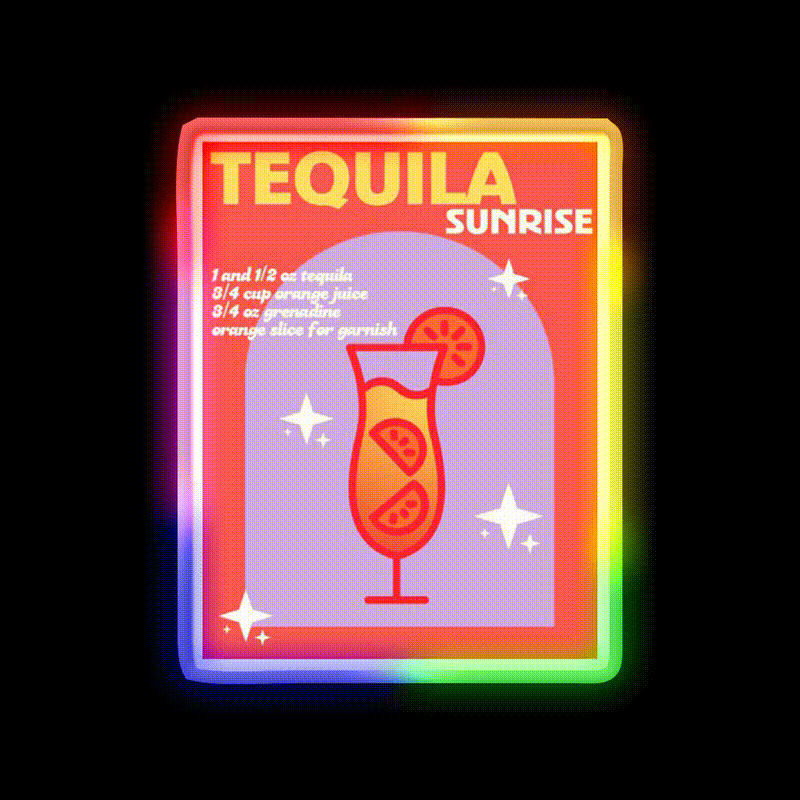 Tequila Sunrise Party Drink Tequila Led Neon Sign Wall Neon Sign Rgb Color