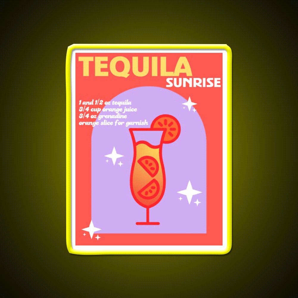 Tequila Sunrise Party Drink Tequila Led Neon Sign Wall Neon Sign Rgb Color