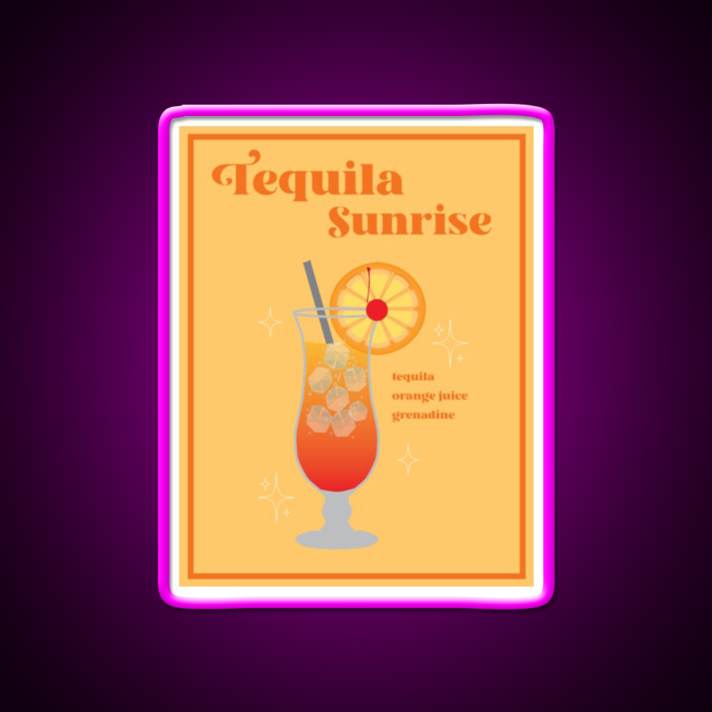 Tequila Sunrise Wall Print Party Drink Tequila Led Neon Sign Rgb Color