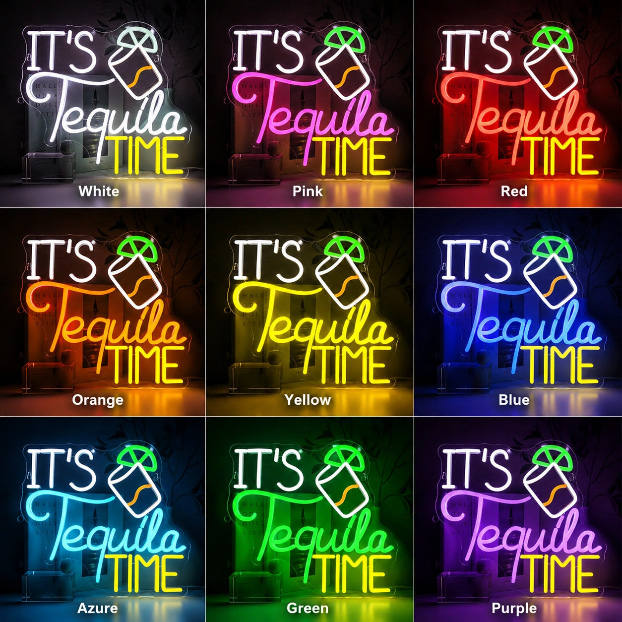 Tequila Time Neon Sign LED Neon Sign color grid