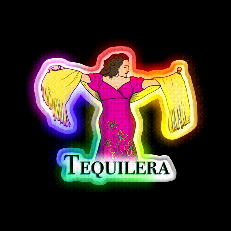 Tequilera Party Drink Tequila Led Neon Sign Rgb Color - LED neon sign close-up detail