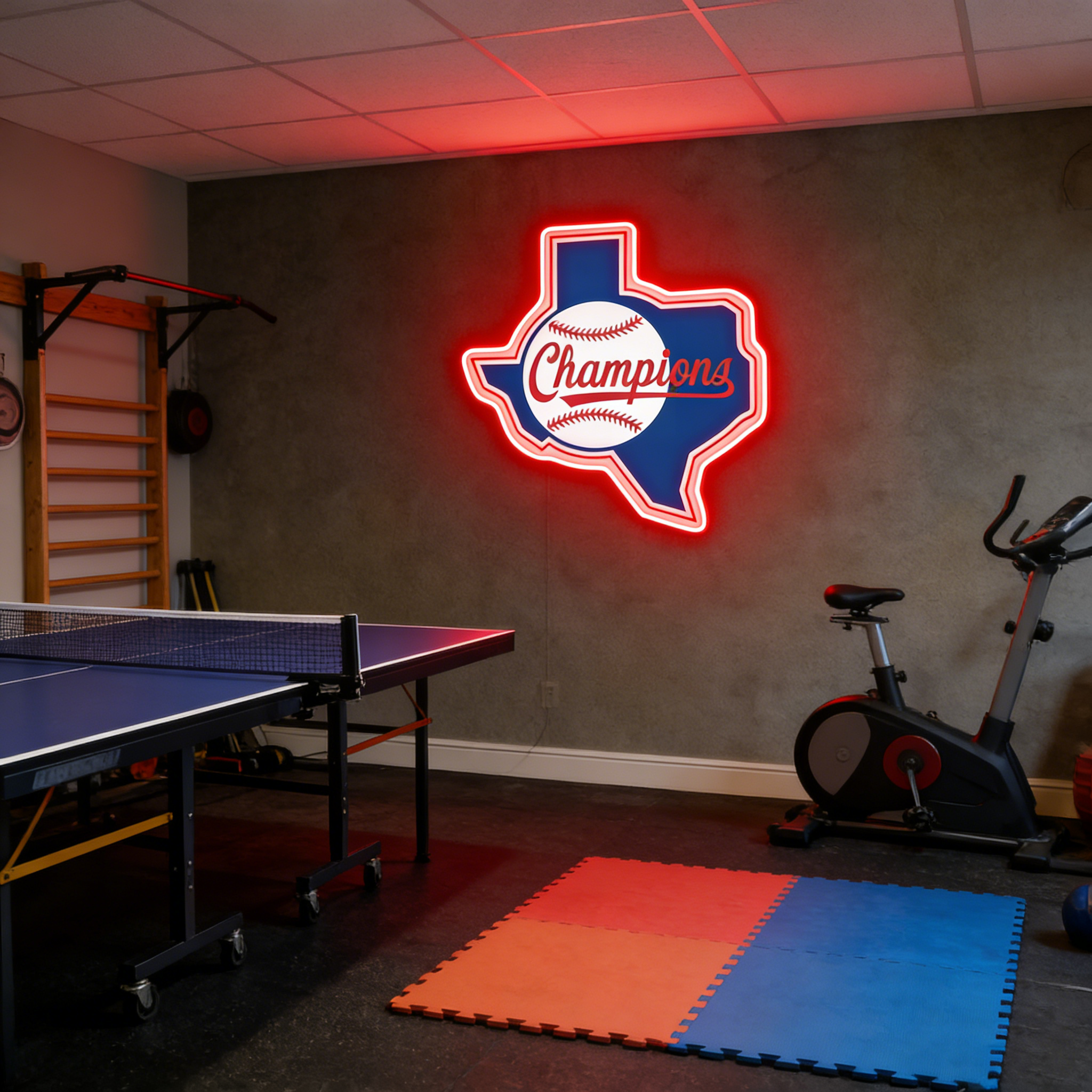 Texas USB LED Neon Signs Longhorn & Garage Baseball Wall Decor