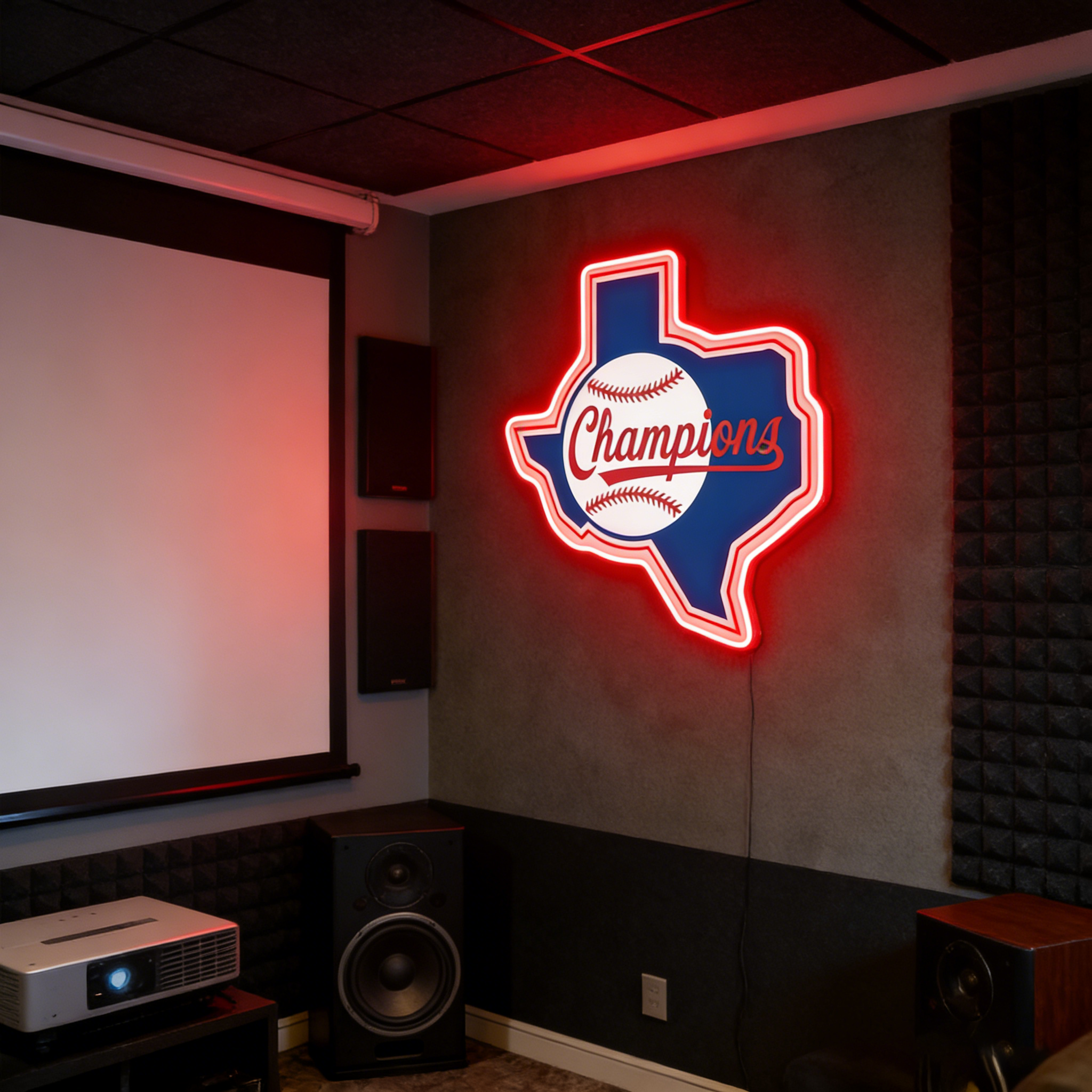 Texas USB LED Neon Signs Longhorn & Garage Baseball Wall Decor