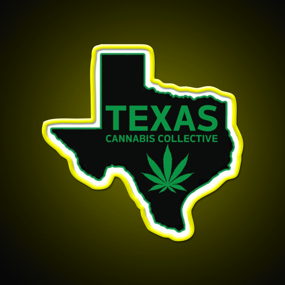 Texas Collective Hemp Inspired Green Leaf Led Neon Sign Rgb Color - Custom LED neon sign front view