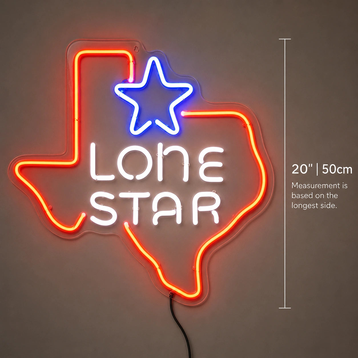 Texas Lone Star Map Neon Sign LED Neon Sign size image