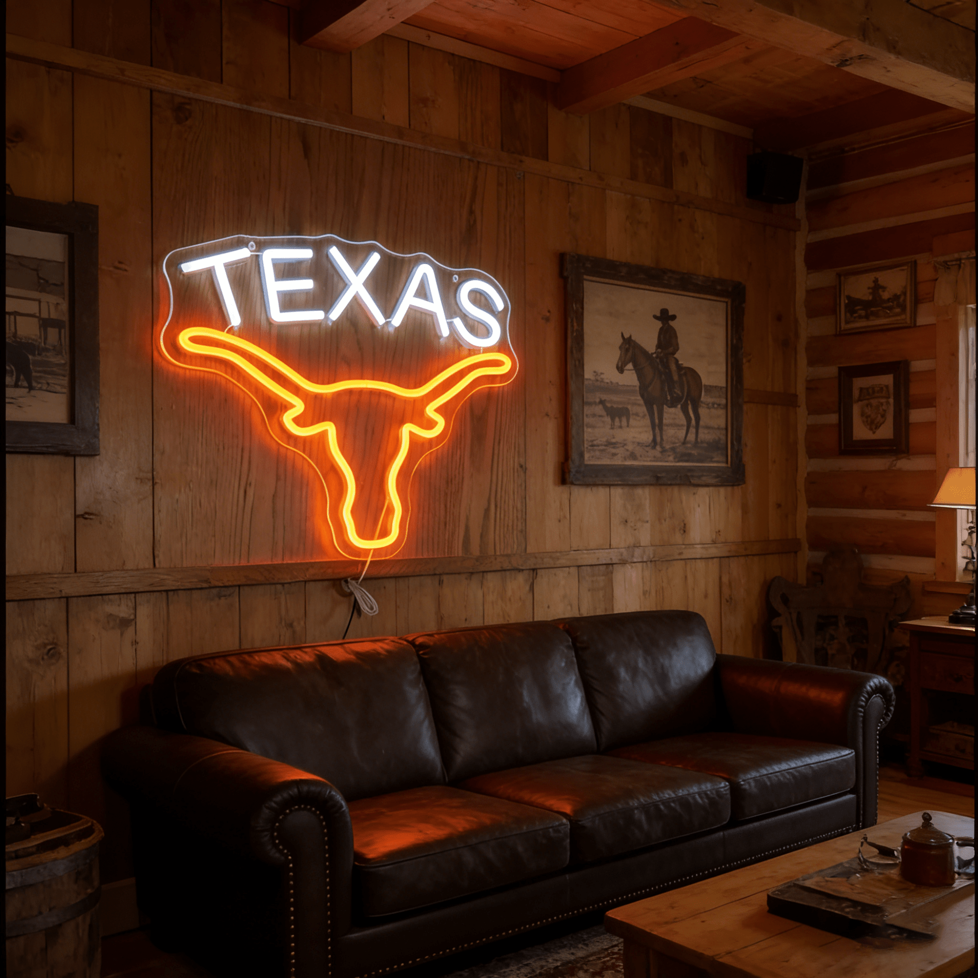 Texas Longhorn USB LED Neon Sign for Bar Game Room & Man Cave Wall Decor - Shineneon