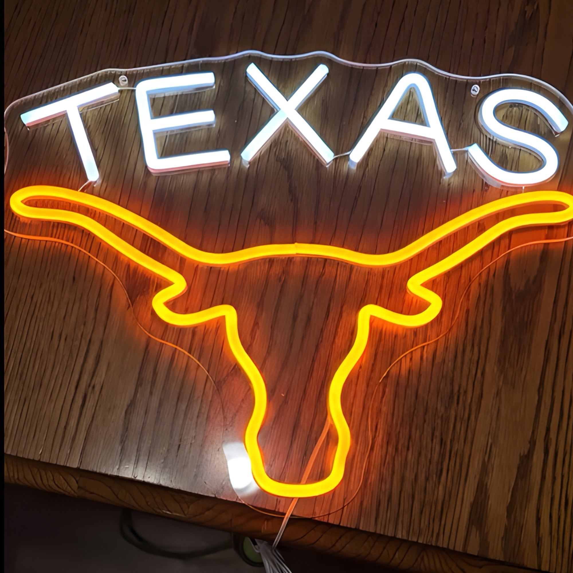 Texas Longhorn USB LED Neon Sign for Bar Game Room & Man Cave Wall Decor - Shineneon