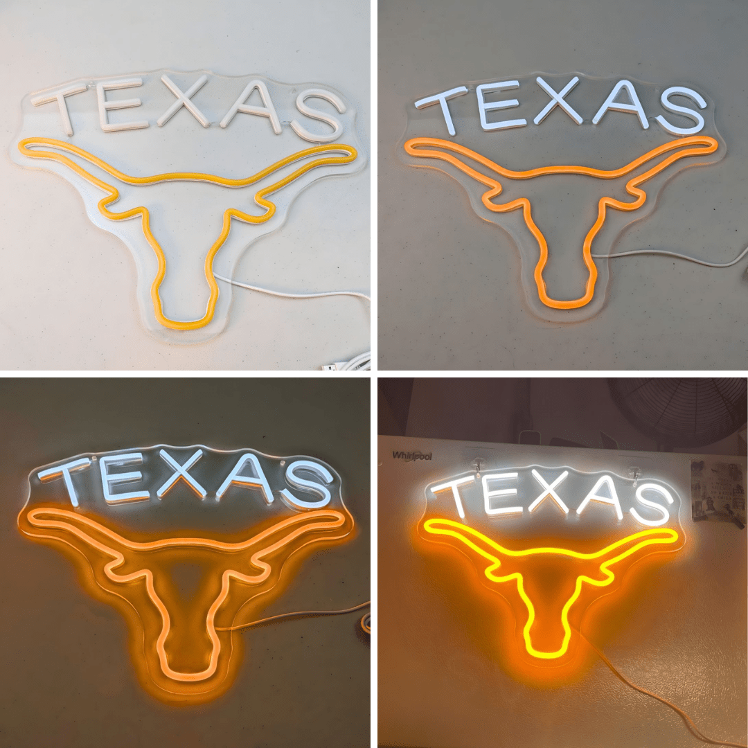 Texas Longhorn USB LED Neon Sign for Bar Game Room & Man Cave Wall Decor - Shineneon
