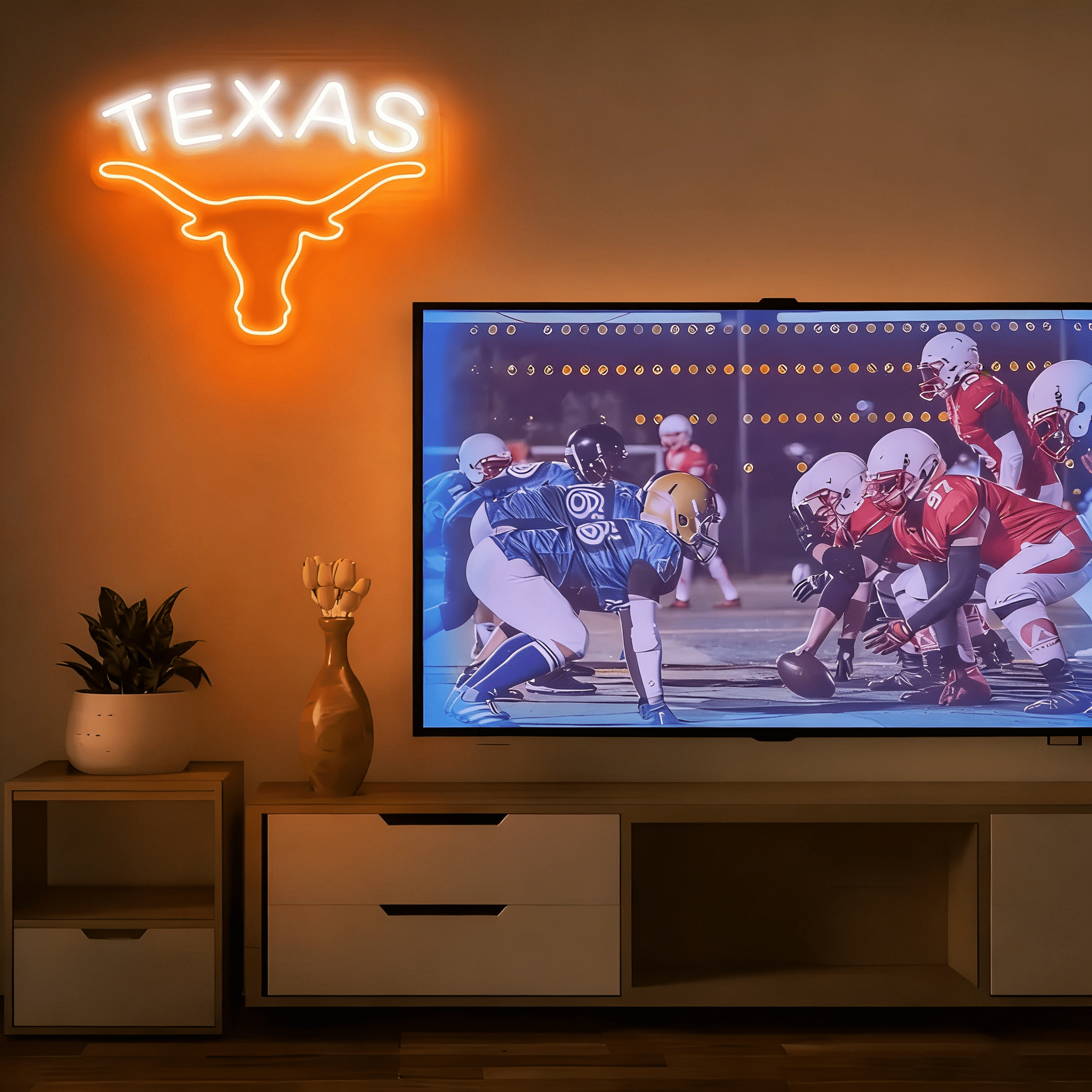 Texas Longhorn USB LED Neon Sign for Bar Game Room & Man Cave Wall Decor - Shineneon