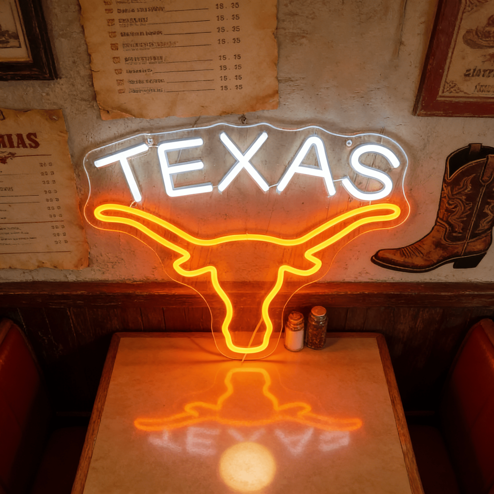 Texas Longhorn USB LED Neon Sign for Bar Game Room & Man Cave Wall Decor - Shineneon