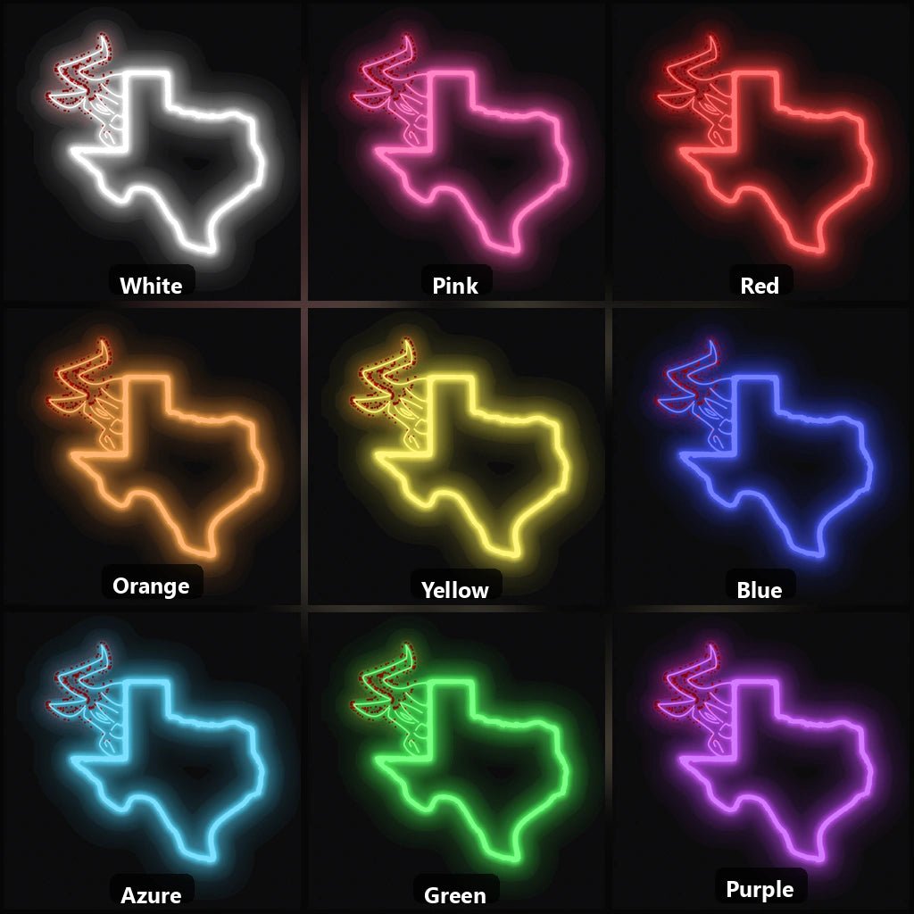 Texas Map Bull Vintage LED Neon Sign - Shineneon