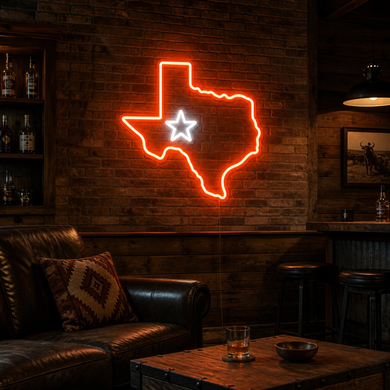 Texas Map Lone Star Vintage LED Neon Sign real lifestyle scene