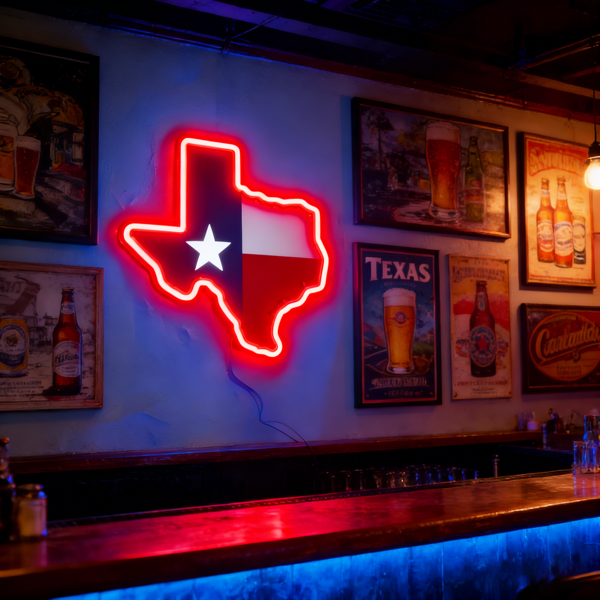 Texas LED USB Neon Signs Iconic Texas Wall Decor for Garages Man Cave