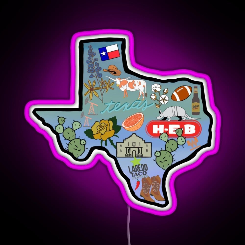 Texas Pride Sticker Rgb Led Neon Sign Pop Wall Art - Shineneon